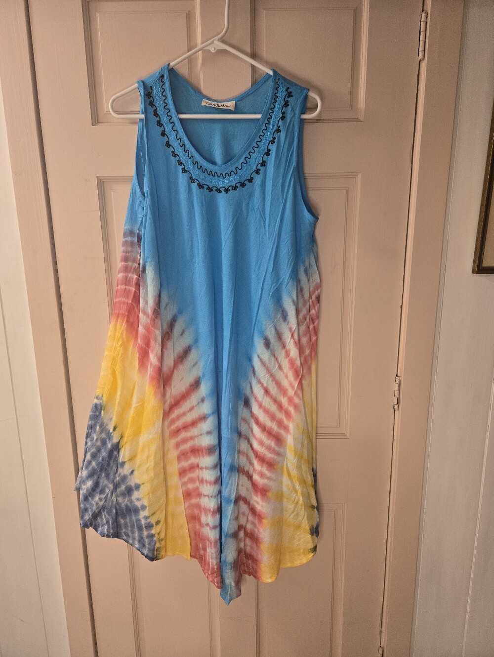 Tie-Dye Swing Tank Dress - Blue, pink, Yellow